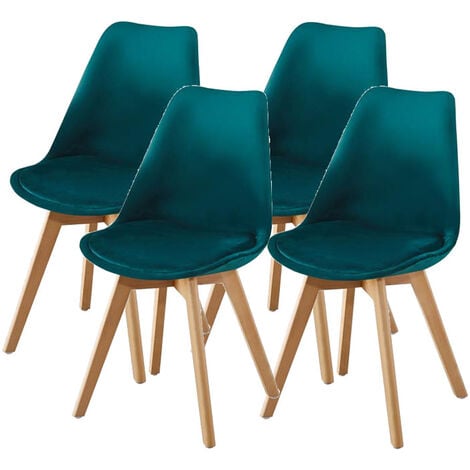 Lot de Quatre chaises scandinaves FREAM VERT EMERAUDE - Vert Emeraude