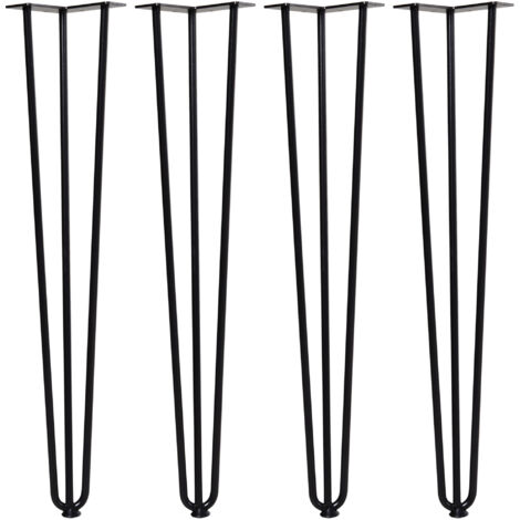 Lot de quatre pieds de table industriels noirs anti-rayures. Vis incluses, structure métallique résistante pour fabriquer votre mobilier sur mesure.