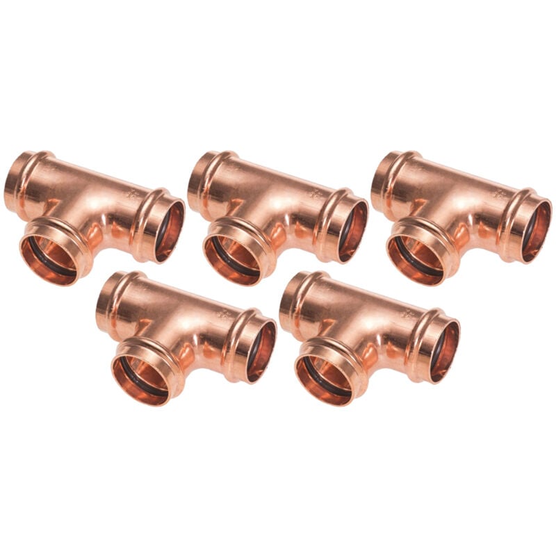 Lot de 5 raccords cuivre à sertir Tés égaux Femelle Ø14