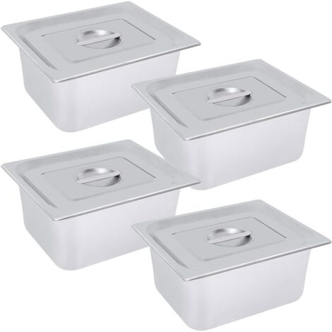 Lot de récipients de restauration en acier inoxydable, chauffe-plats, Lot de récipients de conservation au chaud, Seau à repas, Seau de buffet, Récipient à réchaud, 1/2 - Taille : 7 l