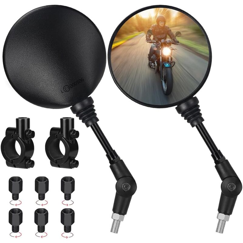 Lot de rétroviseurs universels pour moto, 2 pinces de guidon 22 mm M10 (7/8'), 2 filetages M10 à droite, 2 filetages M8 à droite, 1 filetage M10 à