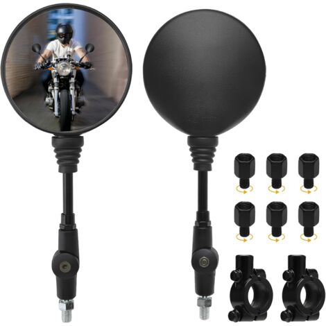 Lot de rétroviseurs universels pour moto, avec filetage à droite M8 M10, filetage à gauche, pince de guidon, rétroviseurs de scooter, rétroviseurs de moto pour ATV/scooter/cruiser/scooter