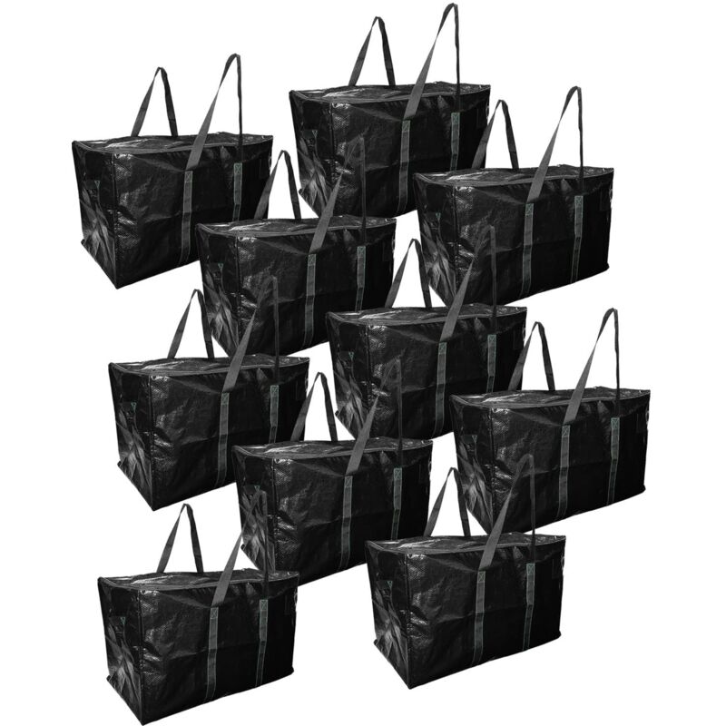 Lot 10 grands sacs déménagement, rangement et transport ultra résistant - Réutilisable - Poignées solides - 100L - Pack And Move