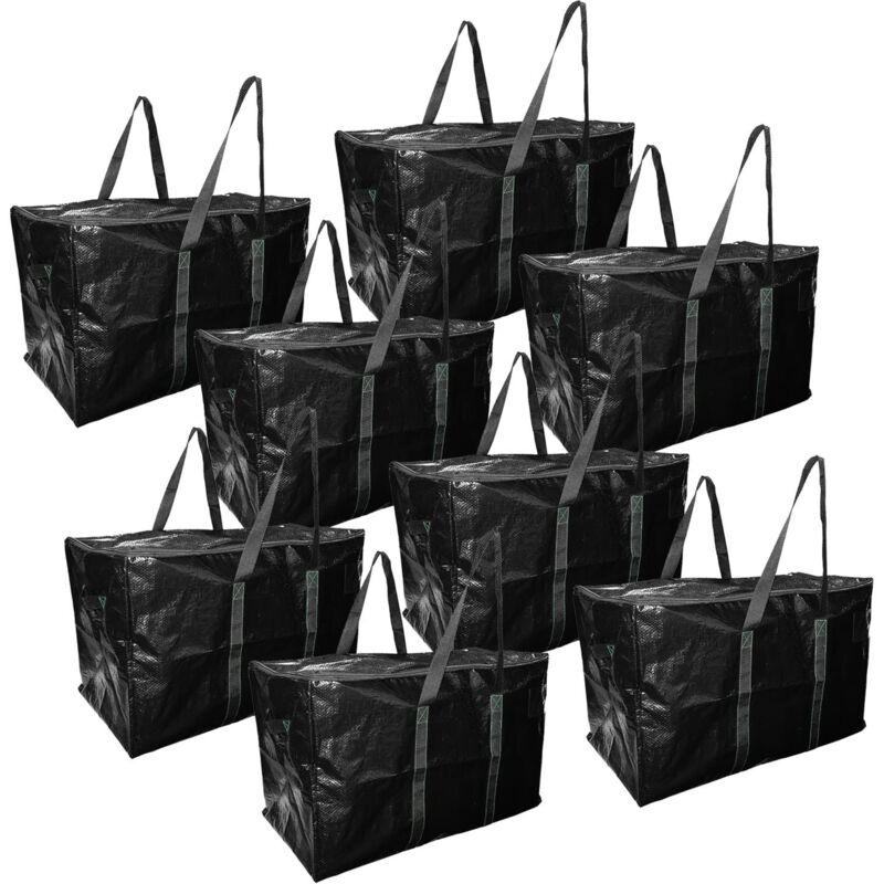 Lot 8 grands sacs déménagement, rangement et transport ultra résistant - Réutilisable - Poignées solides - 100L - Pack And Move