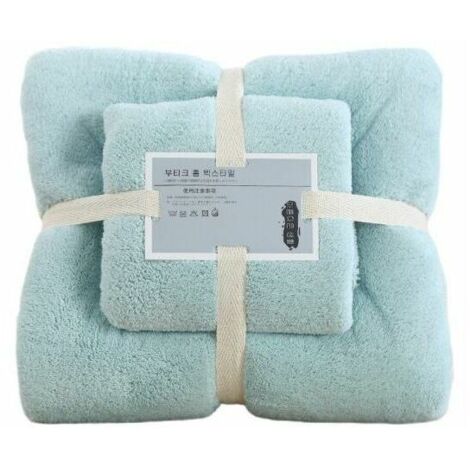 Lot de Serviettes de Bain + Serviette unie Douce et Absorbante Lot de Serviettes de Bain Mère et Enfant - Vert