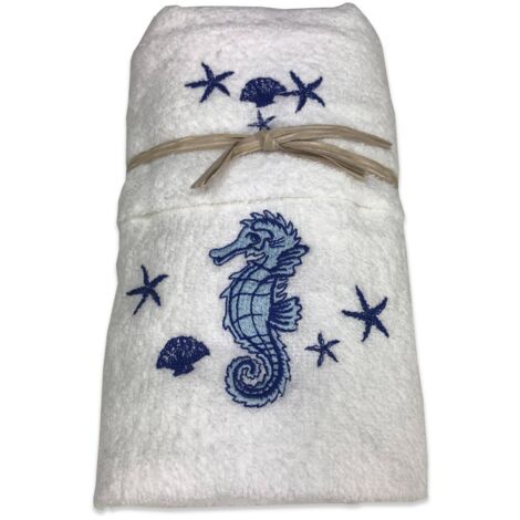 LOT DE SERVIETTES MER HIPPOCAMPE - BLANC