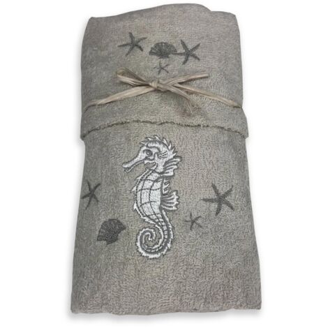 LOT DE SERVIETTES MER HIPPOCAMPE - TAUPE