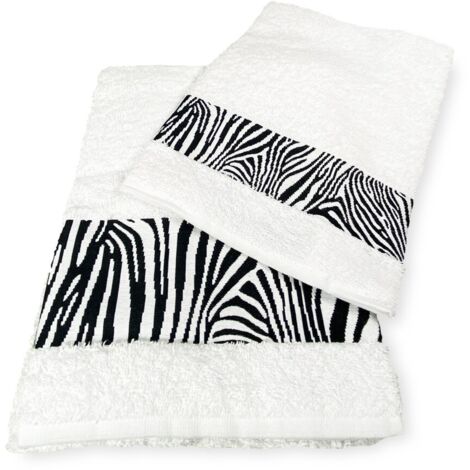 LOT DE SERVIETTES ZÈBRE noir ET BLANC pur coton