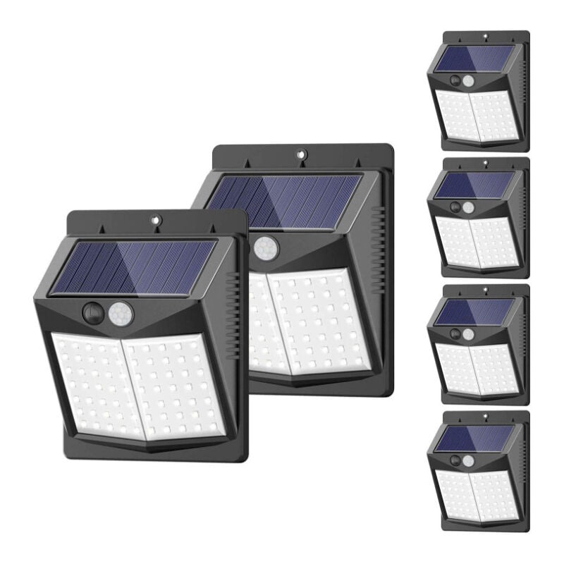 Lot de six lampes solaires extérieures à détecteur de mouvement - Lampe solaire étanche à 3 modes lampe de sécurité sans fil lampe murale de jardin