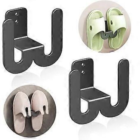 Lot de supports à chaussures muraux, organisateur suspendu pour salle de bain, entrée, fixation murale noire