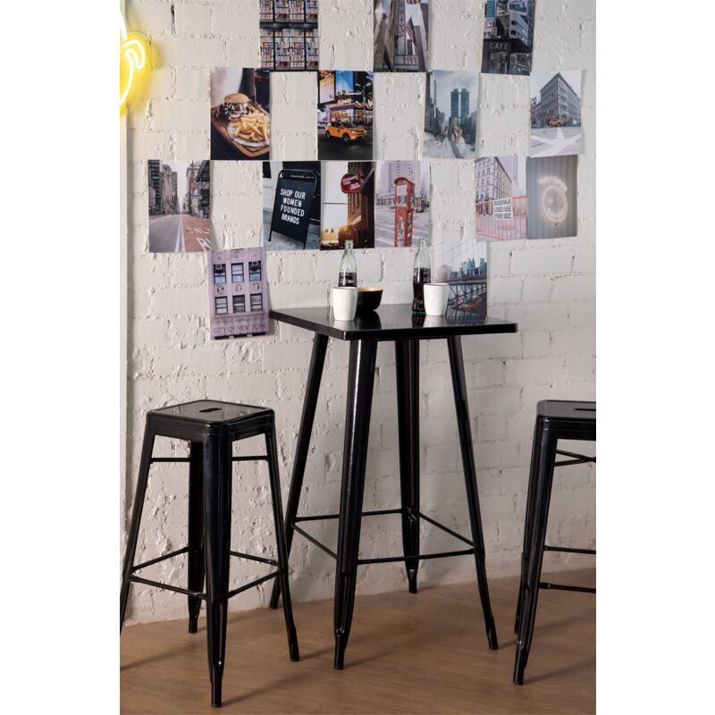 Set Table Haute LIX & 2 Tabourets Hauts LIX Noir - Negro - Sklum