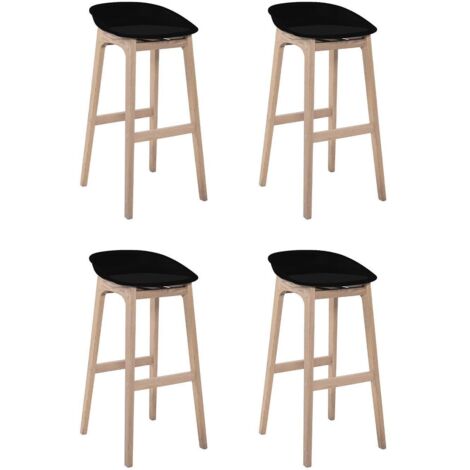 Lot de tabourets de bar en chêne et assise plastique H75cm