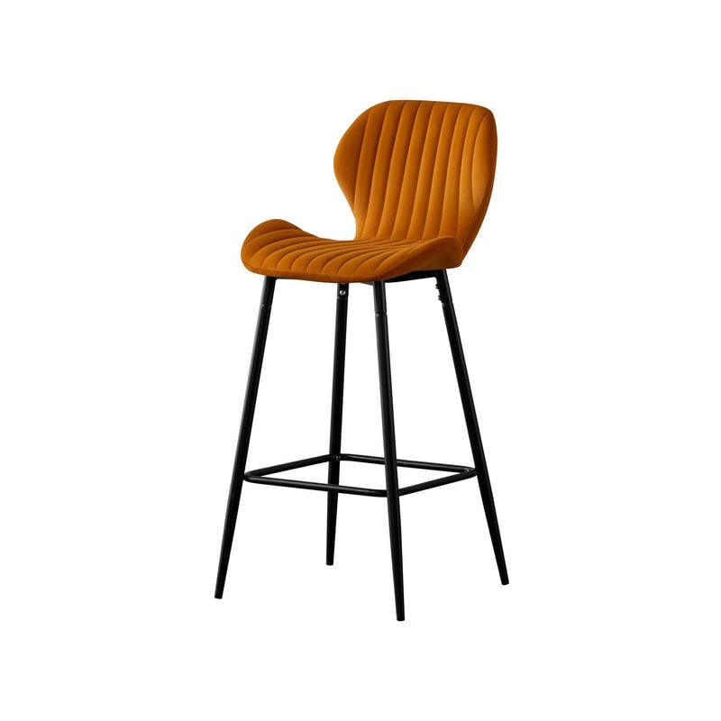 Homy France - Lot de Tabourets de bar prado en Velours Orange