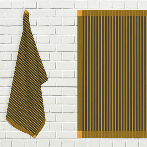 Lot de torchons de cuisine coton KENT anthracite et jaune, par Soleil d'ocre