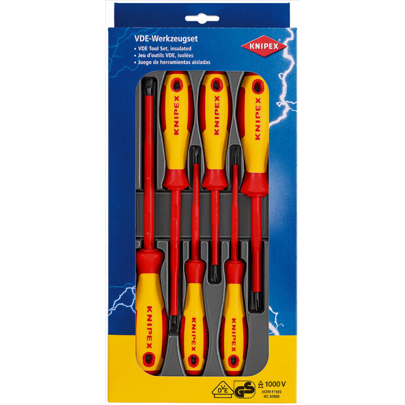 Knipex - vde Jeu de tournevis 6 pièces vis à fente, cruciforme Phillips