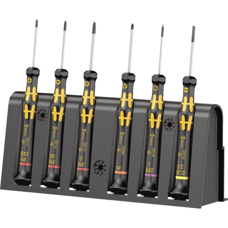Wera - 1550/6 esd antistatique (esd) Jeu de tournevis 6 pièces vis à fente, cruciforme Phillips, torx plus®, Microstix