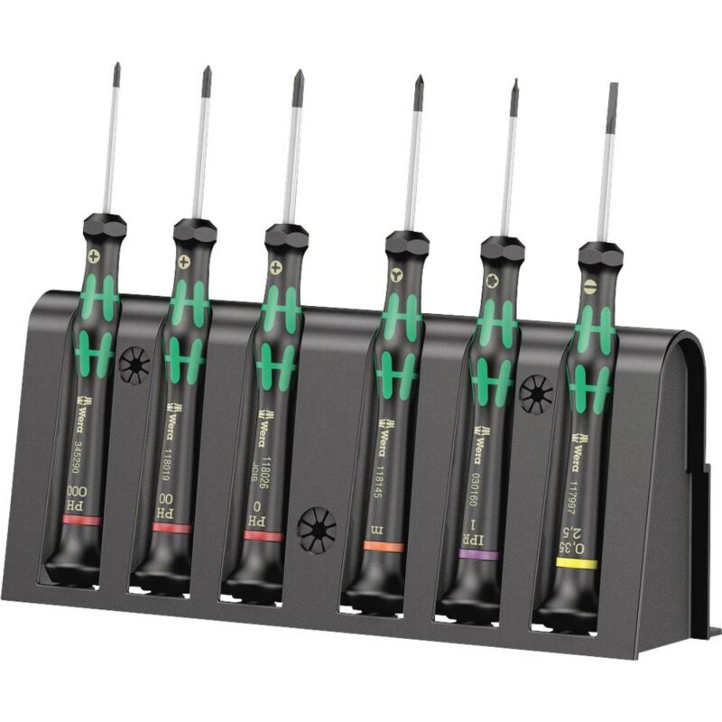 Wera - 2050/6 pour l'électronique et la mécanique de précision Jeu de tournevis 6 pièces vis à fente, cruciforme Phillips