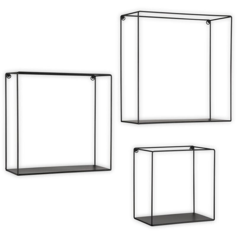 Boite A Design - tagère, Lot de trois étagère murale design Anita Noir en Metal