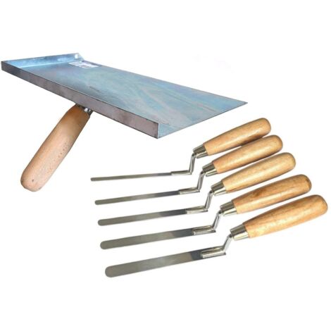 Lot de truelle maçonnique pointue galvanisée Falcon et 5 truelles à doigts en acier inoxydable, outils de jointoiement, remplissage de fissures et réparation pour bricolage et maçonnerie, transfert, r