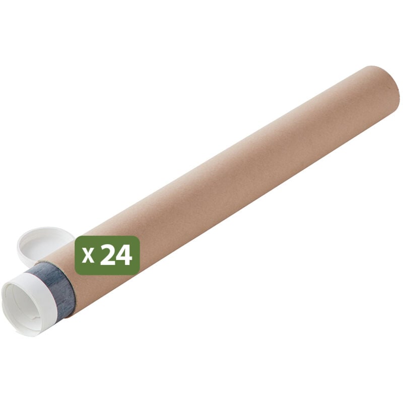 Lot 24 tubes pour expédition et emballage - ø6 x 50 cm - pour affiche et poster - Avec capuchon - Pack And Move
