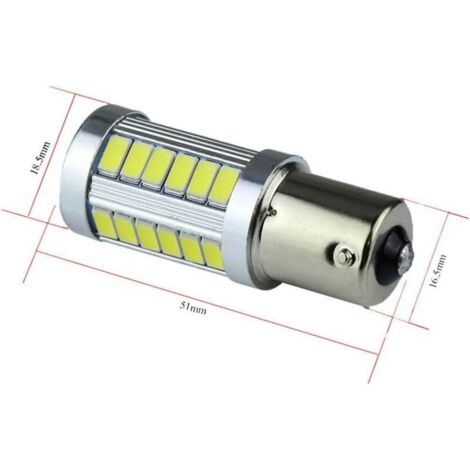 Lot de10 ampoules LED 1156 BA15s P21W 33SMD 5730 pour feux arrière de voiture R5w (blanc, 1156)