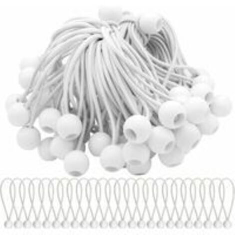 Lot de100 Tendeur Elastique Cordons Élastiques avec Boules Sandow Elastique Boules Elastiques pour chapiteaux, tentes, bannières et bâches