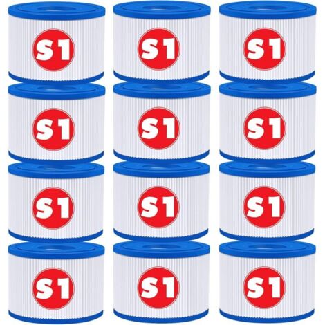 Lot de12 S1 Filtre pour Spa, 10.6cm x 4.5cm x 7cm,S1 Filtre Cartouche Piscine Filtrantes,Cartouche S1 Filtrante-Compatible avec Intex 29001E Spa,Cartouche Filtre Spa pour Intex S1 Reutilisable