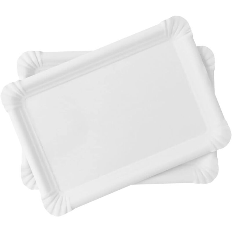 Lot de50 Plateaux en Carton Blanc - Plateaux de Présentation pour Pâtisseries/Amuse-bouches/Buffets (1320cm)