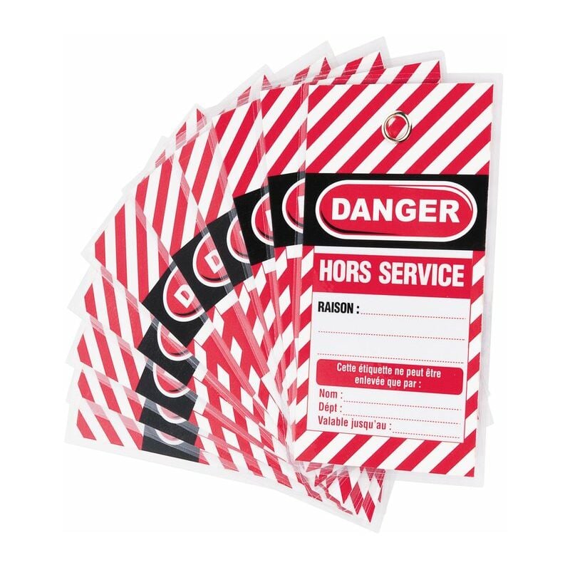 Lot d'étiquettes de consignation - 'Danger - Hors service” - Vendu par 10 - Thirard