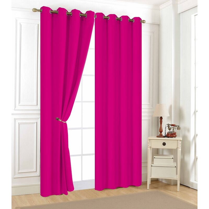 Lot deux Rideaux uni Aveline 140 x 240 cm - Fuchsia