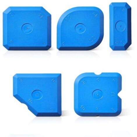 Lot d’outils de calfeutrage en silicone bleu – 5 pièces, applicateur multi-angle pour joints cuisine & salle de bain