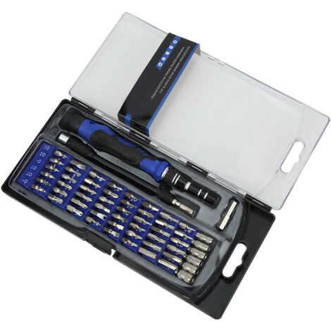 Lot d'outils de précision multifonction 56 pièces en chrome vanadium pour téléphones, lunettes, appareils électroniques, avec manche antidérapant et boîte portable