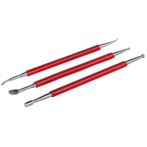 Lot d'outils de sculpture d'argile, métal à double extrémité à boule, Outils de Dotting Pinceaux de Peinture, 3 différents outils à indentation pour argile de loisirs créatifs en -16.5cm