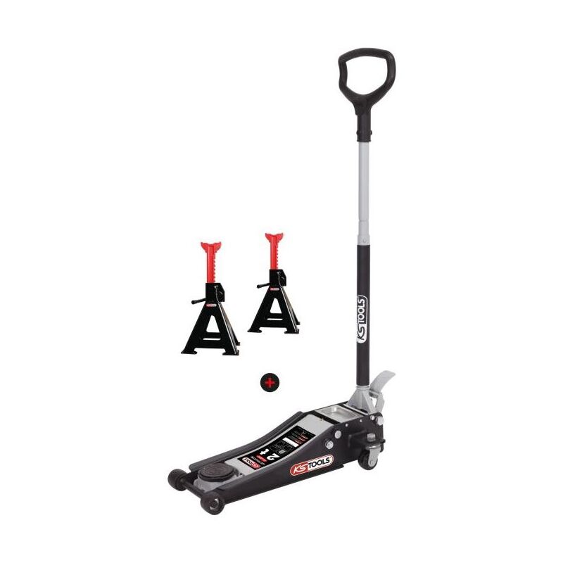 Kstools - Lot d'un cric extra-bas acier ultimate 2 t + Chandelles 2 t 1610367A2