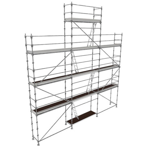 Lot échafaudage fixe de façade R200 Progress 88m² (alu/bois) Tubesca Comabi