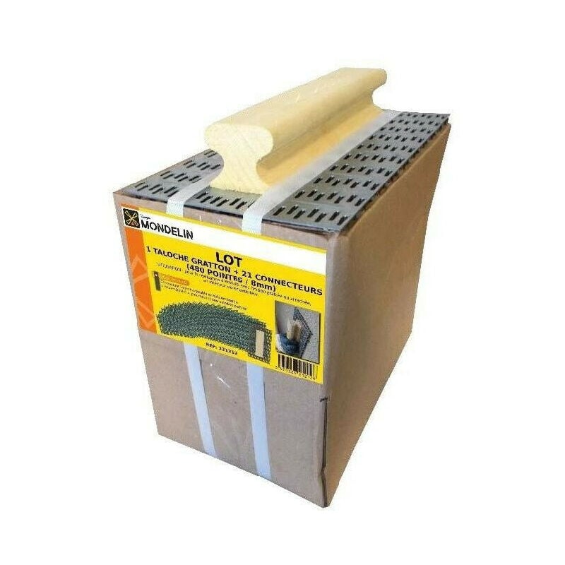 Lot façadier Mondelin 321212 1 taloche gratton 480 pointes 8mm et 21 connecteurs