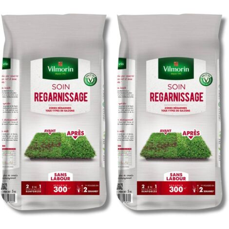 Lot Gazon Regarnissage Vilmorin 2x5kg - Pelouse 600m² Dense & Résistante