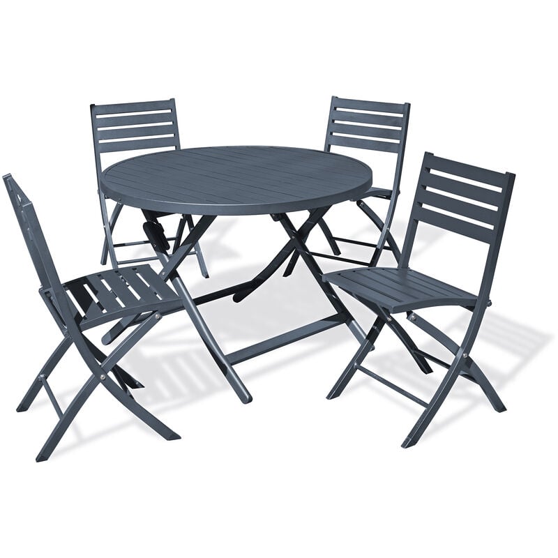 Citygarden - marius - Ensemble repas de jardin 4 places en aluminium gris anthracite - city garden