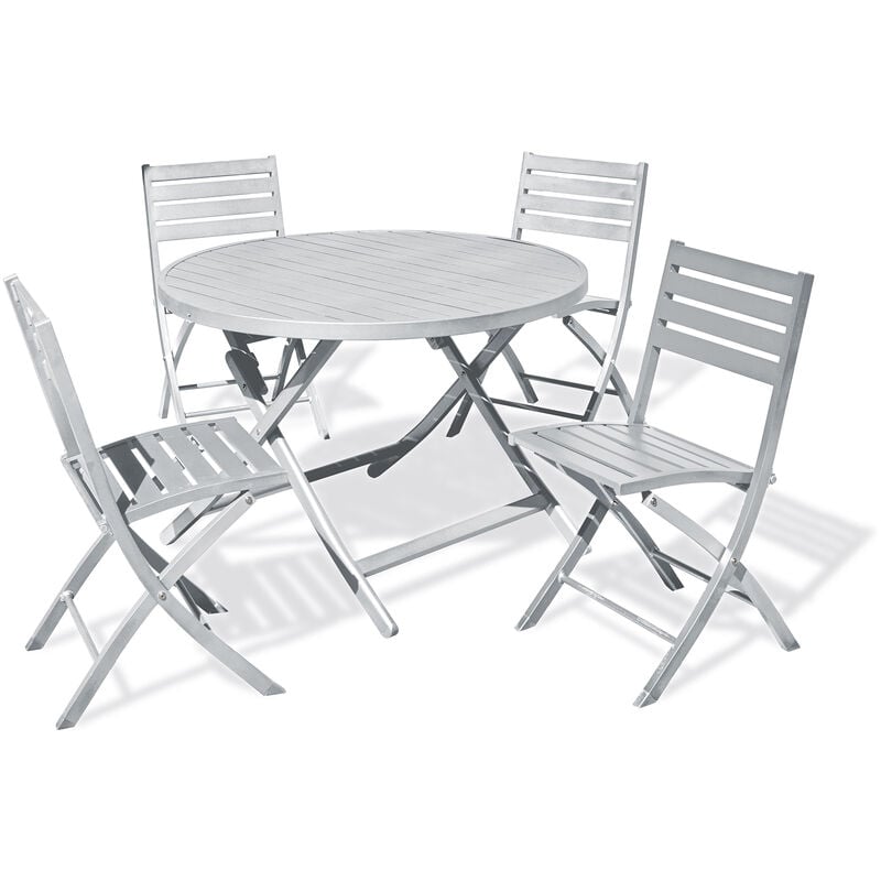 Marius - Ensemble repas de jardin 4 places en aluminium gris - city garden