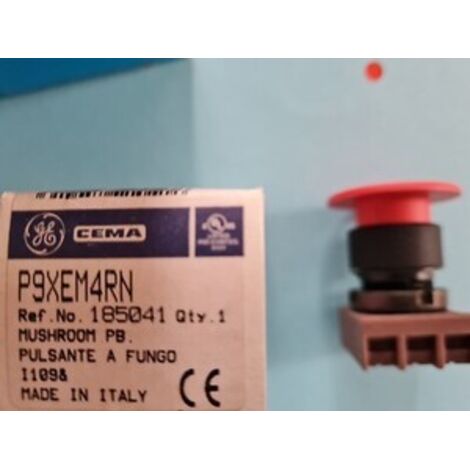 LOT OF 5 P9XEC4RN55 GE - MUSHROOM PUSH BUTTON WITH LOCK, GE 196464