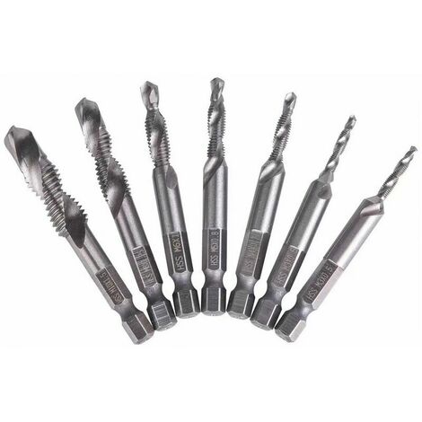 Lot of 6 HSS Tapping Drills Drill Bit with Hole Cutter Thread Drill Bit for Hole Boring and 1/4 "Hexagonal Shank 6,2mm M3-M10
