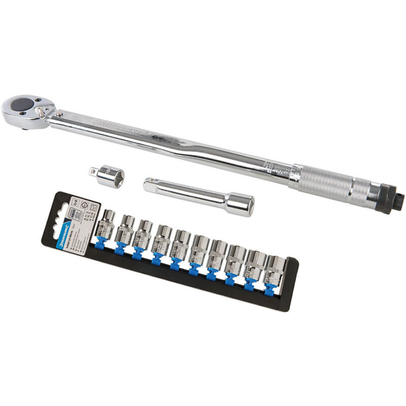 Silverline - Lot offre speciale cle dynamometrique + douilles 6 pans 10 à 19