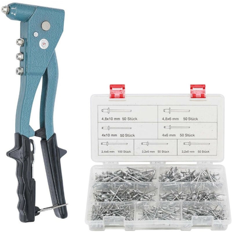 Bgs Do It Yourself - Lot pince a riveter de 2.4 - 3.2 - 4 et 4.8 mm et coffret de 400 rivets