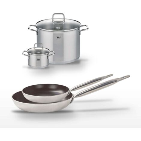 Lot Poêle 24/28 cm avec revêtement céramique sans PFAS & 2 Faitouts 16/26 cm Elo Bistro Line Citrin