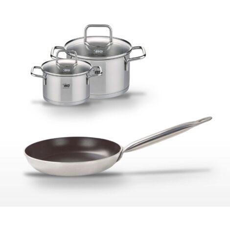 Lot Poêle 24 cm avec revêtement céramique sans PFAS & 2 Faitouts 12/16 cm Elo Bistro Line Citrin