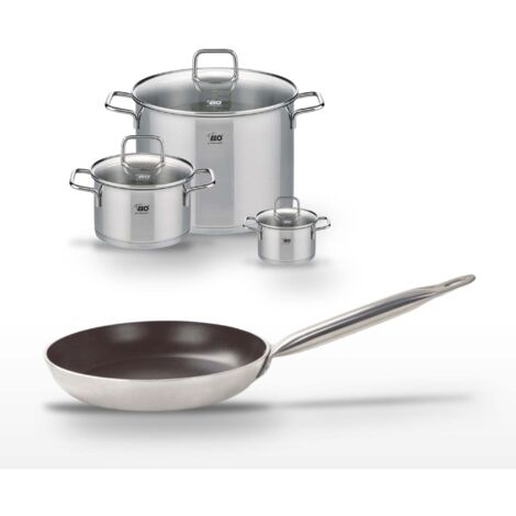 Lot Poêle 24 cm avec revêtement céramique sans PFAS & 3 Faitouts 12/20/26 cm Elo Bistro Line Citrin