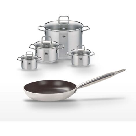 Lot Poêle 24 cm avec revêtement céramique sans PFAS & 4 Faitouts 14/16/20/26 cm Elo Bistro Line Citrin