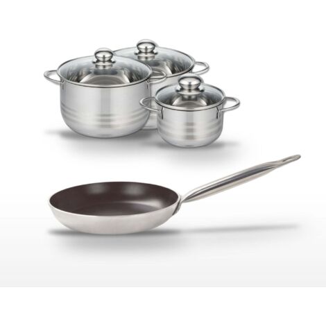 Lot Poêle 24cm & 3 Faitouts 16/20/24cm Elo Bistro Line