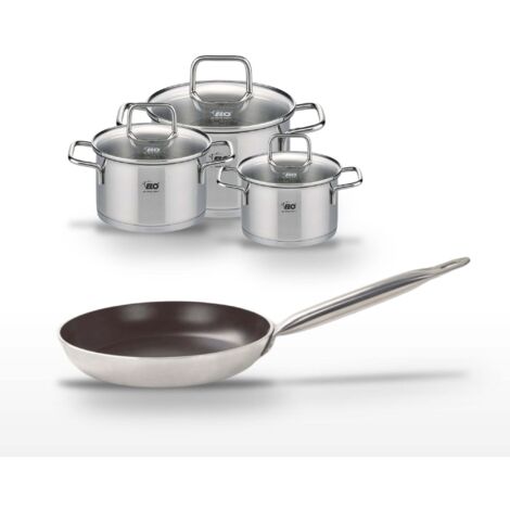 Lot Poêle 24cm avec revêtement céramique sans PFAS & 3 Faitouts Elo Bistro Line Citrin