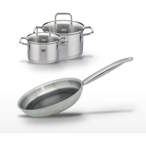 Lot Poêle 24cm Elo Relief Solution & 2 Faitouts 16/20cm